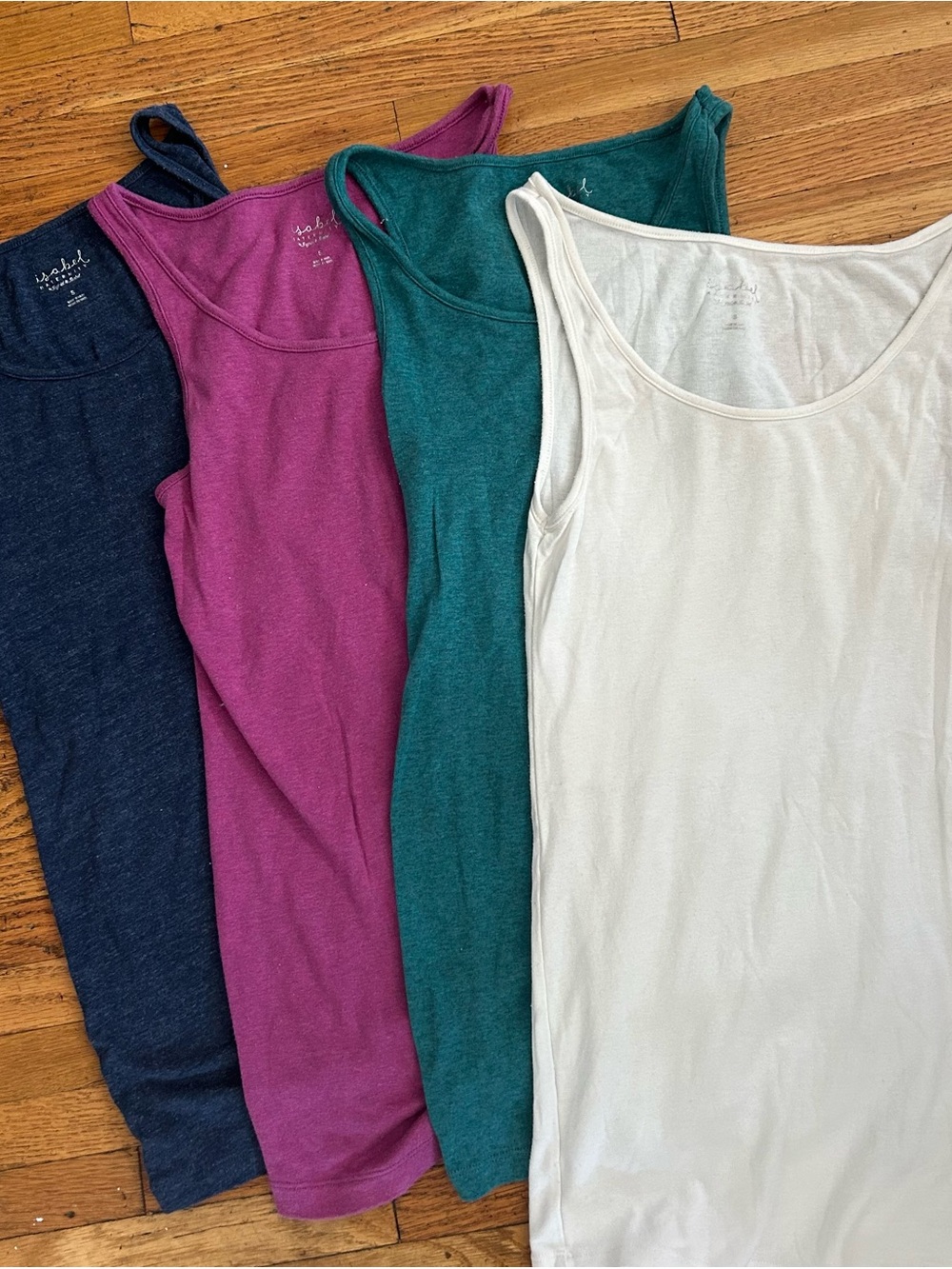 Isabel Maternity Scoop Neck Stretchy Tank Tops Set/4- White, Teal, Magenta, Navy